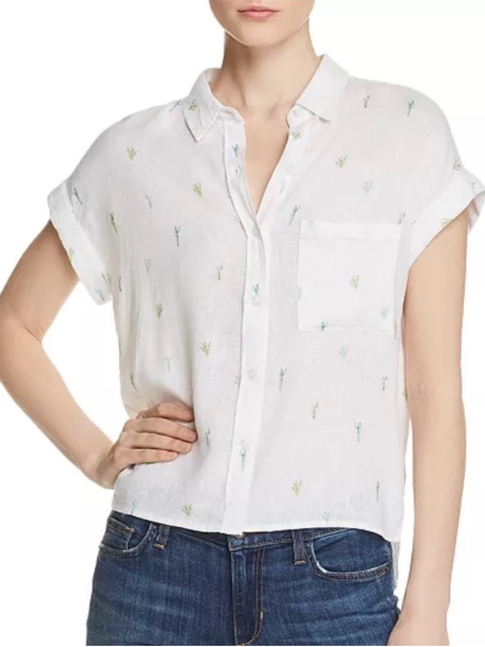 Rails Whitney Button Down Linen Shirt in Watercolor Cactus Size Medium EUC